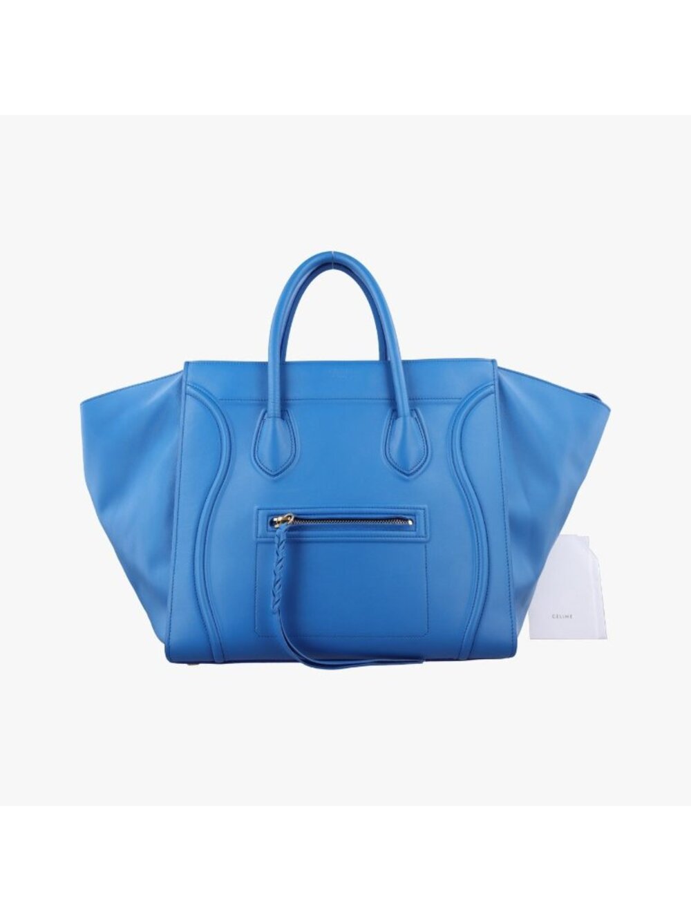 Celine Luggage Square Phantom Blue Leather Handbag